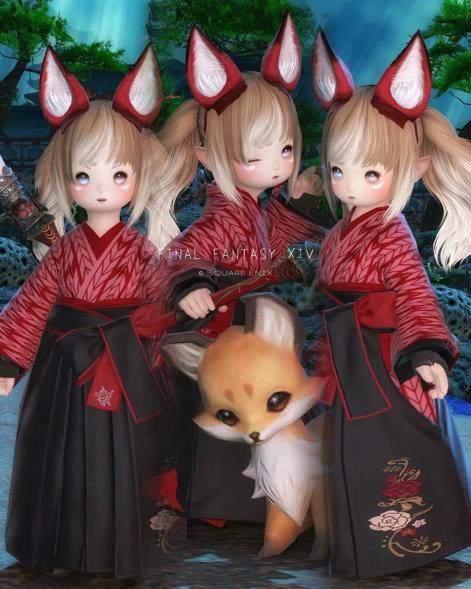makoraru's tweet photo. 玉藻三姉妹🦊♥️
みんな性格ちがいそう？
#おはララ #FF14 https://t.co/HaX9kRmUtP
