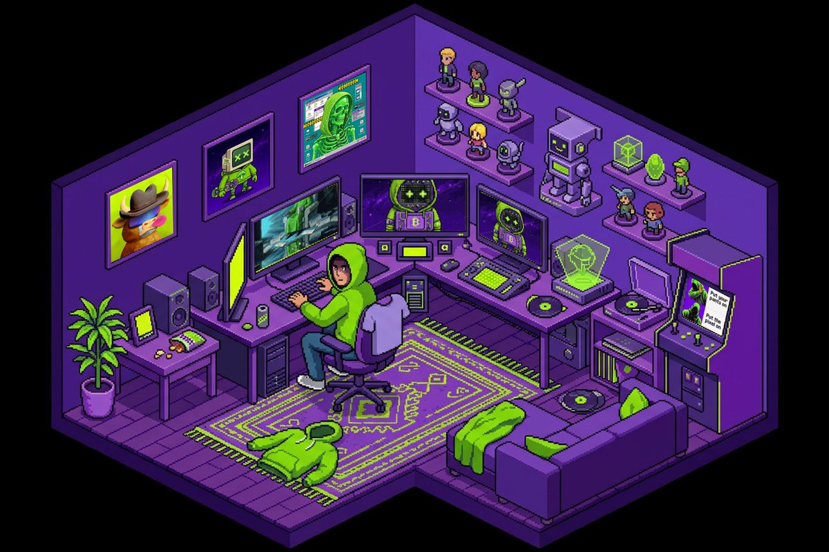 pixelord's tweet photo. this is what your rooms will look like
each room is generating individually
you put any nfts in the frames on a wall
and then free mint! https://t.co/xGzLaF8KzI