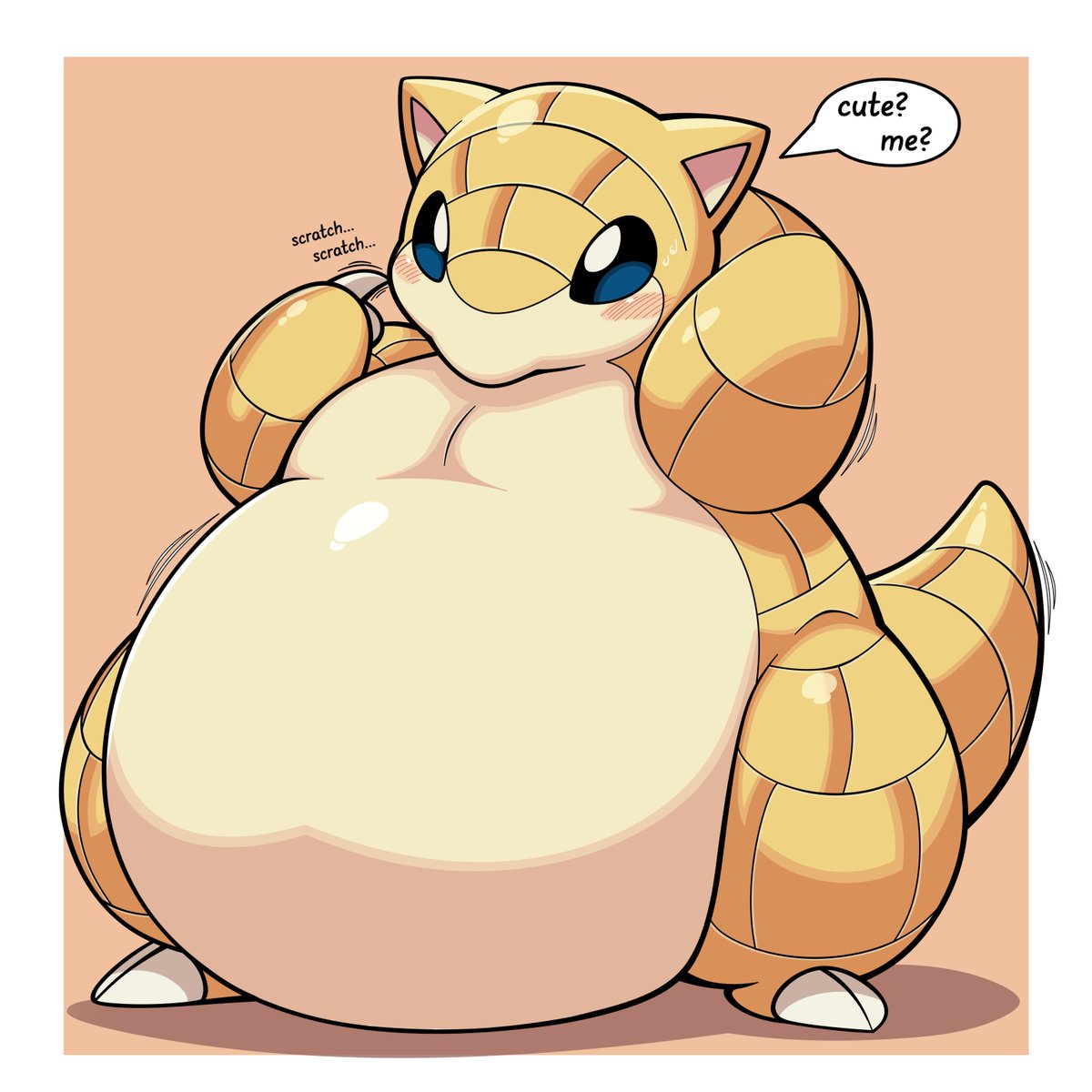 MaddyBakery's tweet photo. The other day, I was talking with my partner about how it’s a shame Sandshrew is so overlooked.

even though it’s an adorable little ball of a Pokémon like others; I thought it would probably be surprised to be noticed as the adorable fatty it is. https://t.co/CE98wG1jLx