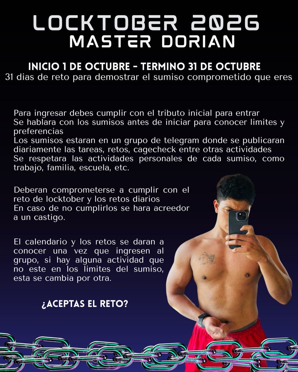 DORIAN227737's tweet photo. A los maric0n3s que participaran en el locktober, comiencen a mandarme su usuario de tlg y tribut0 para agregarlos a TLG🔥😮‍💨
Y usen su miseri4 antes de enjaularl4 jajaj https://t.co/fqpK7ET5Jy