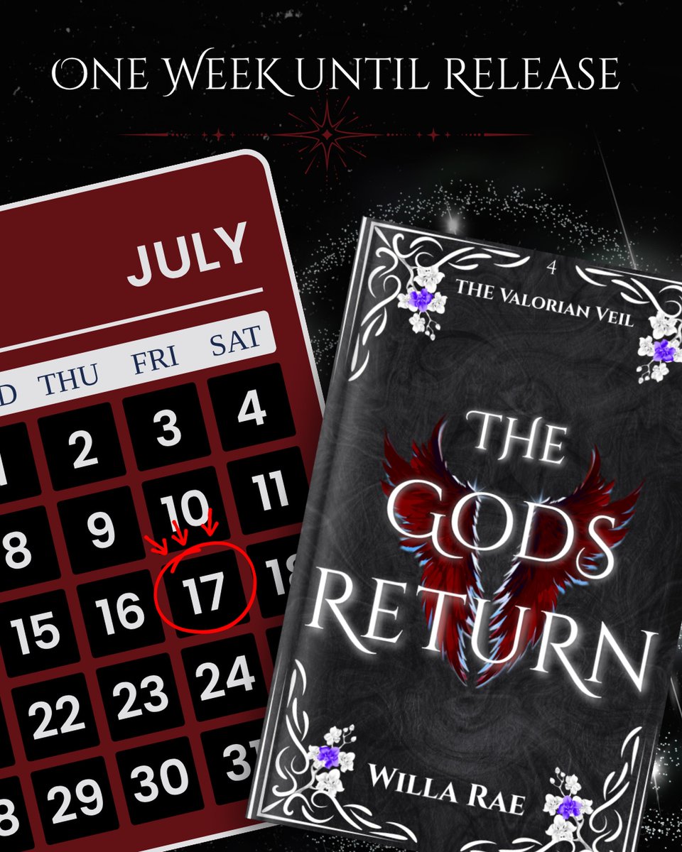 JulieannAn2g's tweet photo. The countdown is on. Dive into the Valorian Veil series. Book 4, The Gods Return, releases July 17—just seven days away. Reverse harem, high fantasy, ancient magical creatures, chosen ones, gods, powerful abilities, forced proximity, reluctant https://t.co/IxjGbAYNwx
