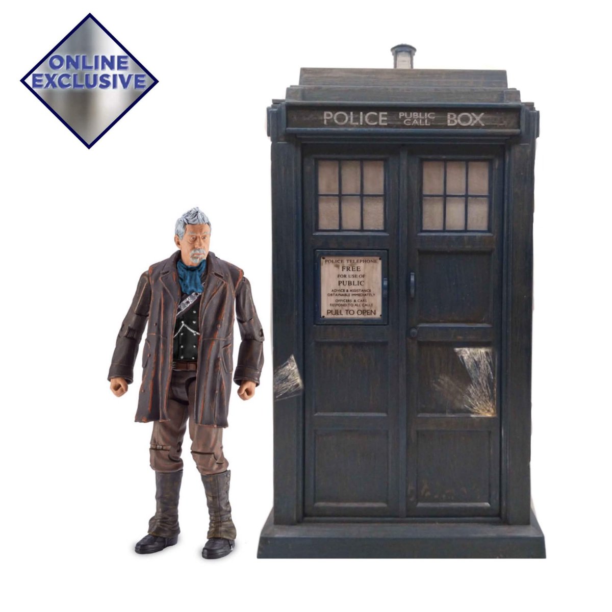 MockupWho's tweet photo. The War Doctor &amp; Tardis set!

Using photos of an official Character Options war doctor box prototype provided by @toymakerreviews

Packaged with a War Doctor figure that takes inspiration from @bigfinishprod "Fear of The Light"

#Doctorwho #doctorwhofigures https://t.co/fTZtvqjiHZ