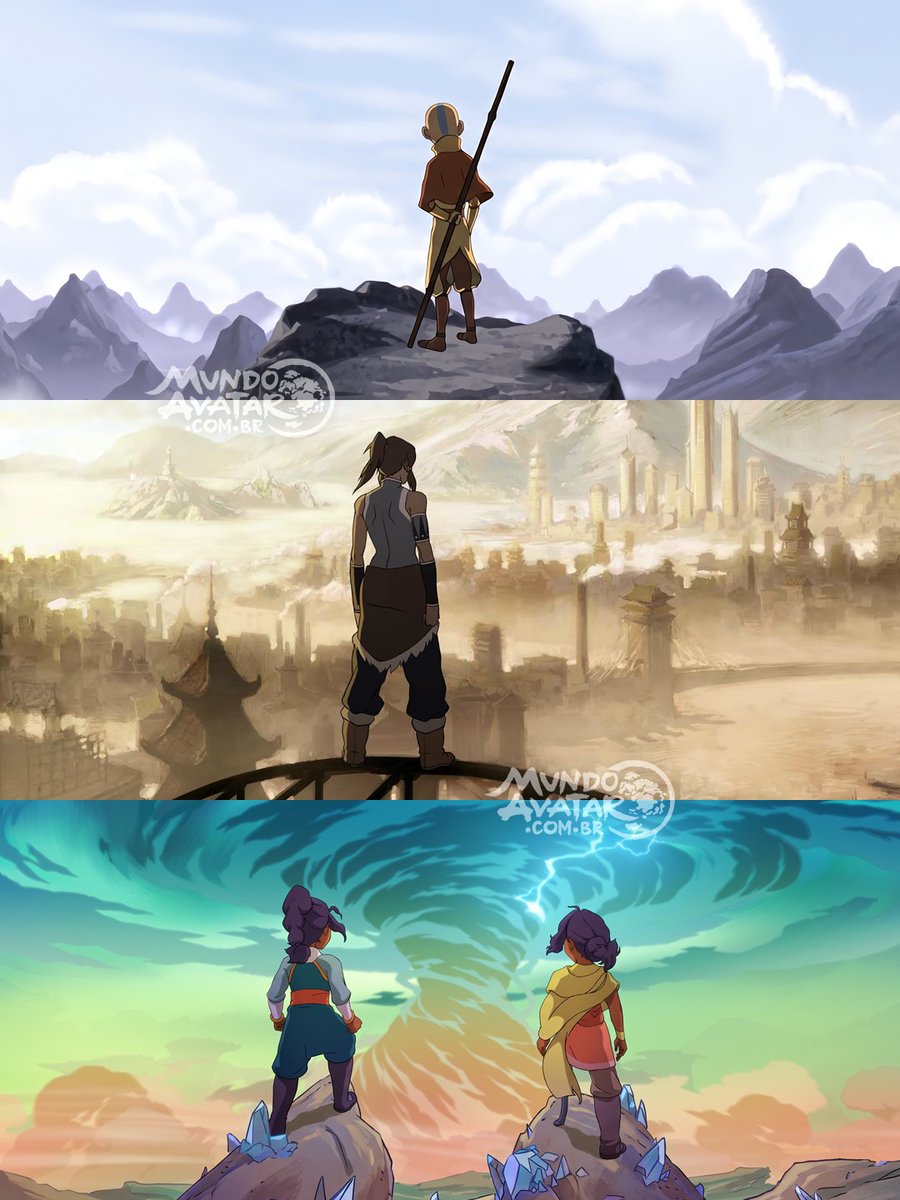mundoavatar's tweet photo. PARALELOS 🌊🪨🔥🌪

Avatar: A Lenda de Aang (Avatar: The Last Airbender) 2005-2008

A Lenda de Korra (The Legend of Korra) 2012-2014

Avatar: Os Sete Refúgios (Avatar: Seven Havens) 2026...

Mais de 20 anos após conhecermos Aang, 14 anos após conhecermos Korra... Iremos conhecer Pavi e Nisha. Preparados para verem novas lendas nascerem? 🫶

👉🏾 Siga @mundoavatar para ver atualizações e notícias sobre o desenho mais legal do mundo 🌏