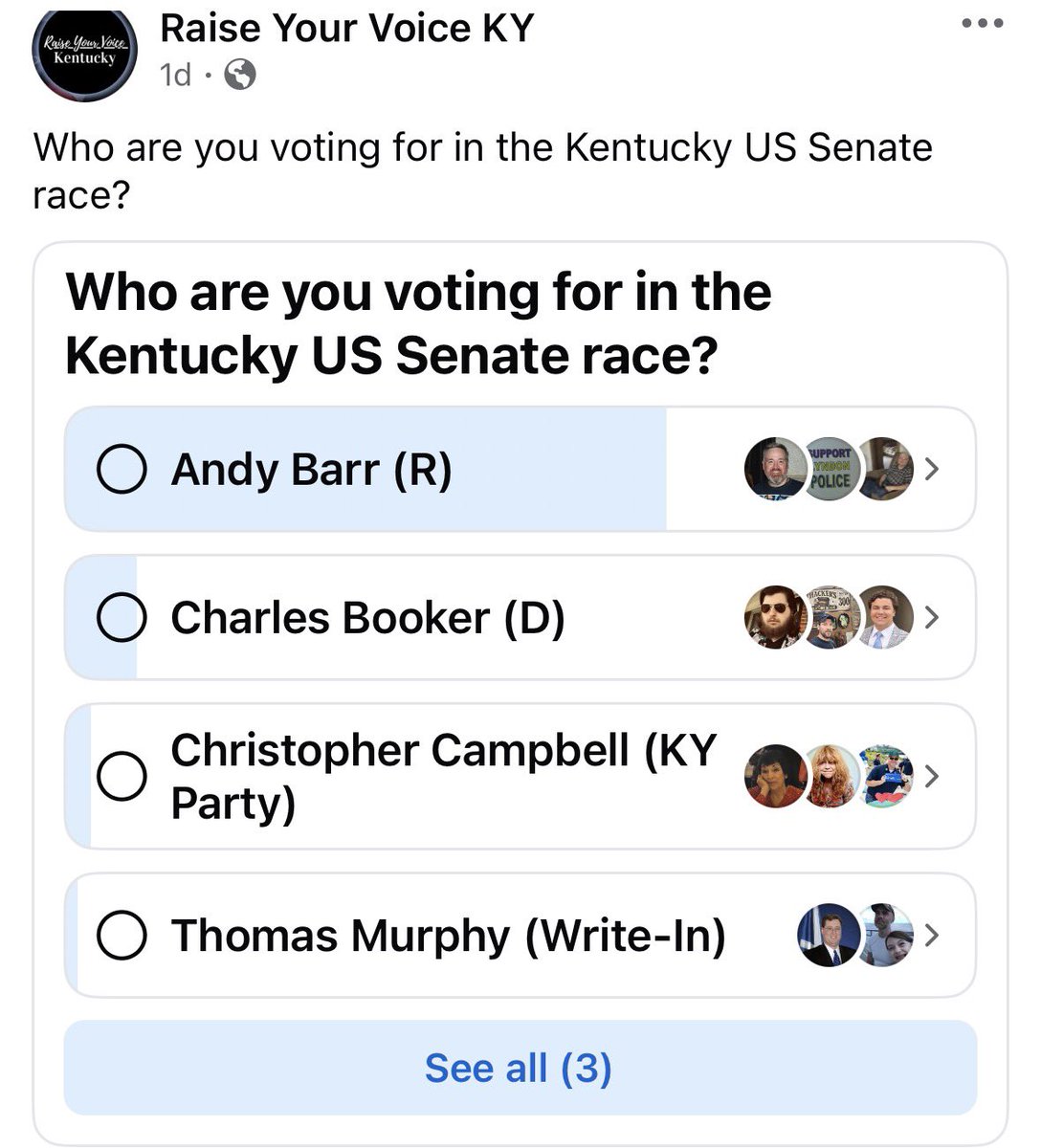 Jtodd601's tweet photo. Did you guys see this? 
Conservative outlet polling their followers, 95% for Republican senate. But ONLY 50% for Gallrein, and around 45% for some guy that “can’t win”. This wasn’t some poll where our followers flooded it, in fact I didn’t even share it. The Republican pages did though (you can see I was leading before they did) 

If republicans are voting this way, imagine what independents are going to do. An America First  reckoning is coming!
