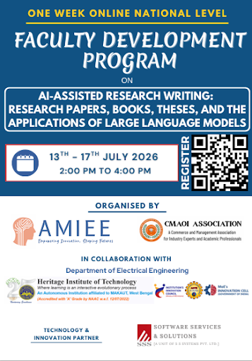 iic_hitk's tweet photo. The Institute Council is organizing a National Level Faculty Development Program (FDP) on “AI-Assisted Research Writing: Research Papers, Books, Theses, and the Applications of Large Language Models”.

📅 Date: July 13 – July 17, 2026

⏱️ Duration: 4 Hours each day https://t.co/MPdBJqsPS8