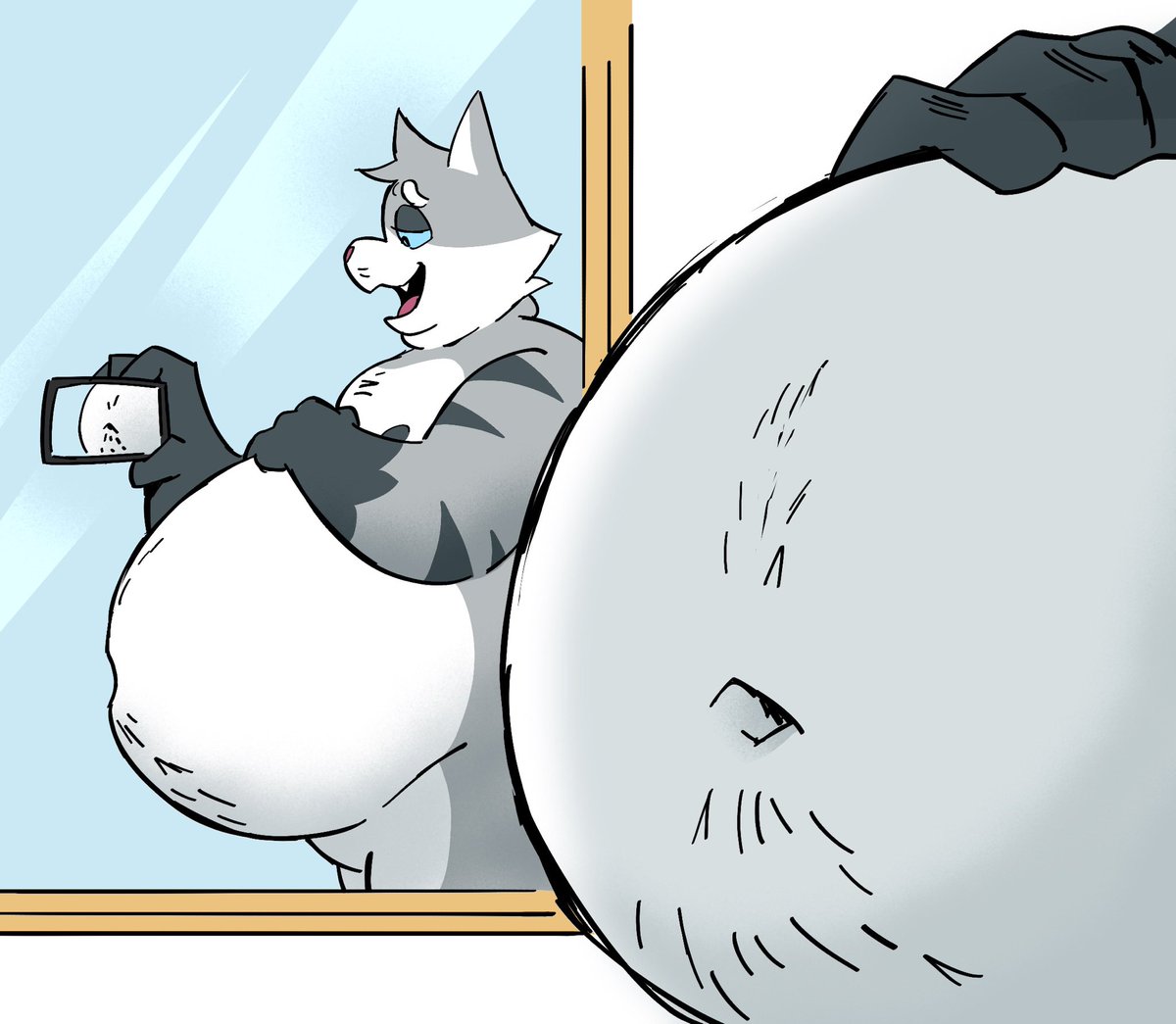 BiggBadStarWolf's tweet photo. [Commission for Anonymous] 

Artisanal Cat showing off his BIG gurgling belly ~ 🫧 https://t.co/oS0N3aZIE2