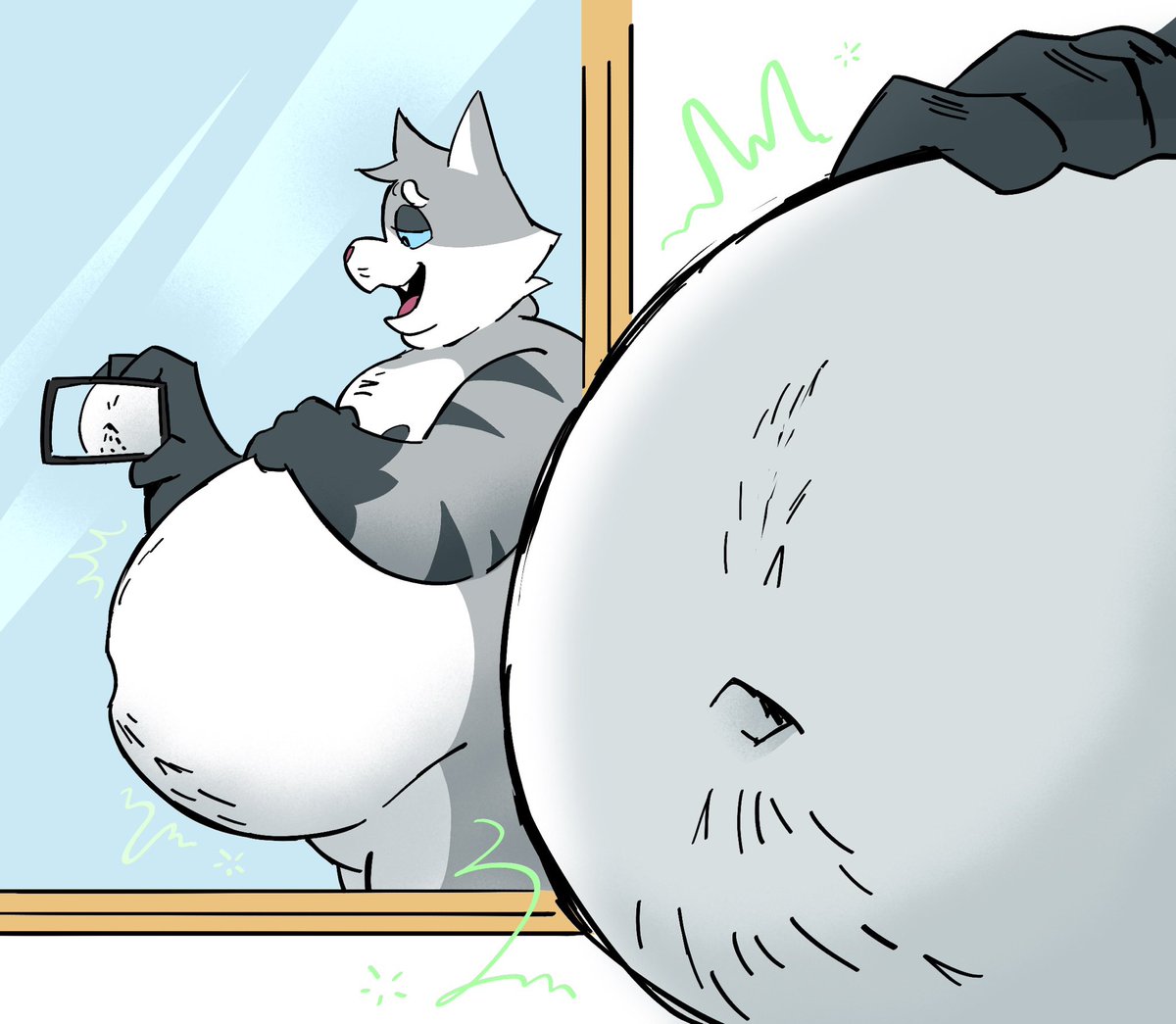 BiggBadStarWolf's tweet photo. [Commission for Anonymous] 

Artisanal Cat showing off his BIG gurgling belly ~ 🫧 https://t.co/oS0N3aZIE2