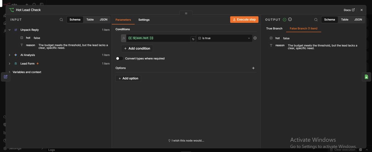 WilliamPreshy's tweet photo. Next: sending cold leads to their own sheet with the AI's reason attached, so I can review weekly and tighten the prompt.
If you run lead gen, how do you decide who gets your time first?
#buildinpublic #n8n #AIAutomation https://t.co/X6sLv96rWO