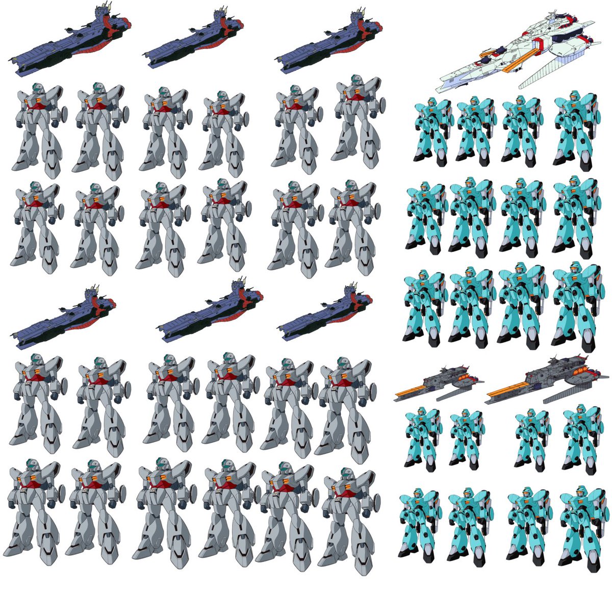 OSADAYOSUNSPACY's tweet photo. 末期感漂う地球連邦軍１個艦隊 https://t.co/Qs3pVLL7NH
