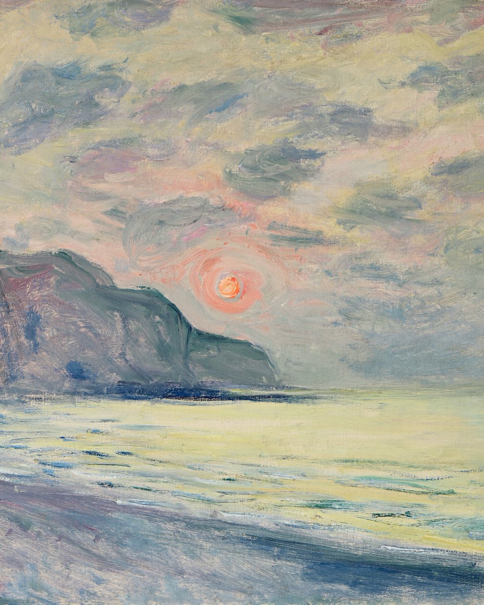 125diary's tweet photo. Claude Monet - Sunset, Foggy Weather, Pourville (1882) https://t.co/upEW1iNsmP