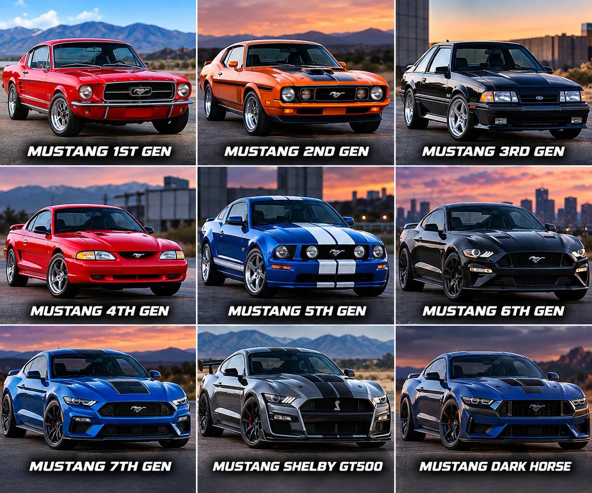 TheCleanCarClub's tweet photo. Ford Mustang Generations https://t.co/dbN4Y9O7v7