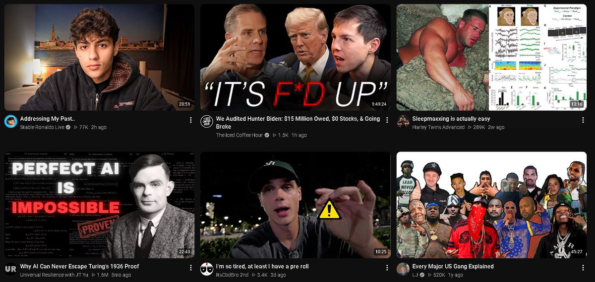 CalCloyd's tweet photo. I love my yt algo lmao https://t.co/kXl3oGJWDK
