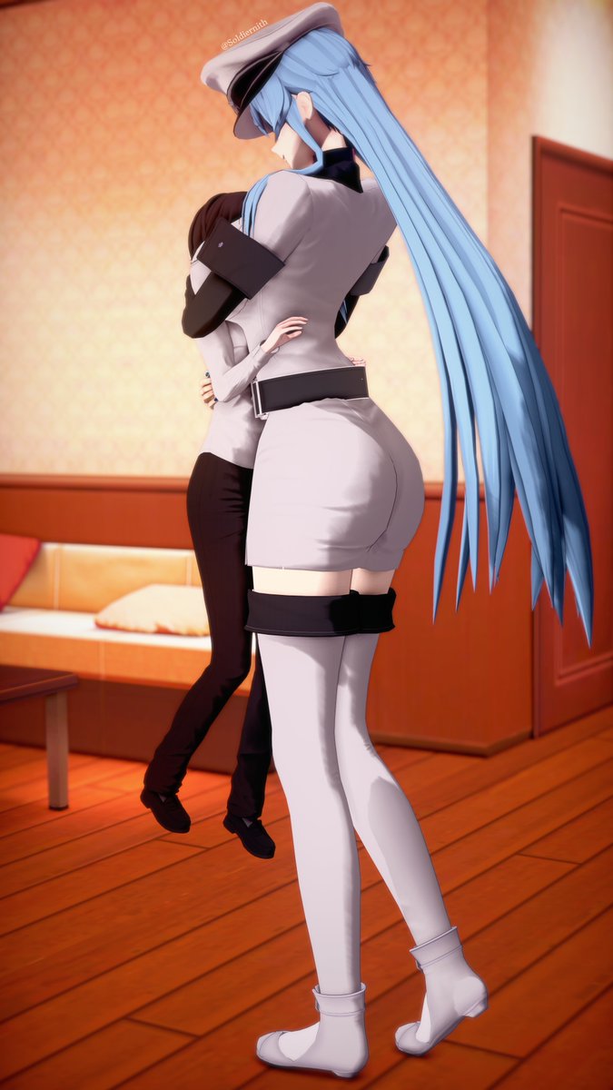 soldiernith's tweet photo. Wish Esdeath can hold me like this 😳 (reupload)

I feel like the boy is too small but do like how it is 🤔
#Esdeath #akamegakill https://t.co/TPKTIrx4br