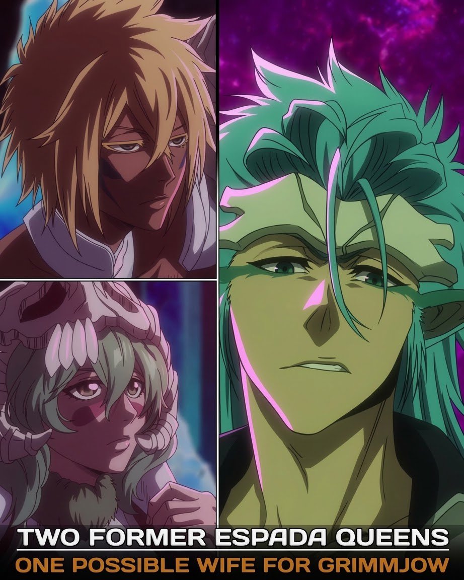 BleachArchivess's tweet photo. Grimmjow is the only male Espada left!

After Yhwach's defeat and the 10-year time-skip, could Grimmjow finally settle down?

With Tier Harribel and Nelliel both still around, the real question is...

Will Grimmjow marry one of them in the future?

Imagine Grimmjow actually getting married after all those years of fighting.

Now settle this debate: who should Grimmjow marry, Harribel or Nelliel?