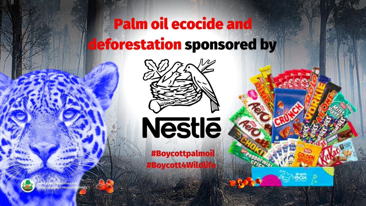 PalmOilDetect's tweet photo. Buy #palmoilfree and #boycott all @Nestle 🍫🍪🍬 products. Their so-called “sustainable” #palmoil is destroying rainforests, causing #humanrights abuses and #extinction 🐅🐘🦍🦜 Fight back and #Boycottpalmoil #Boycott4Wildlife @palmoildetect https://t.co/kR8cm4xn0O https://t.co/PTp1dHfRhx