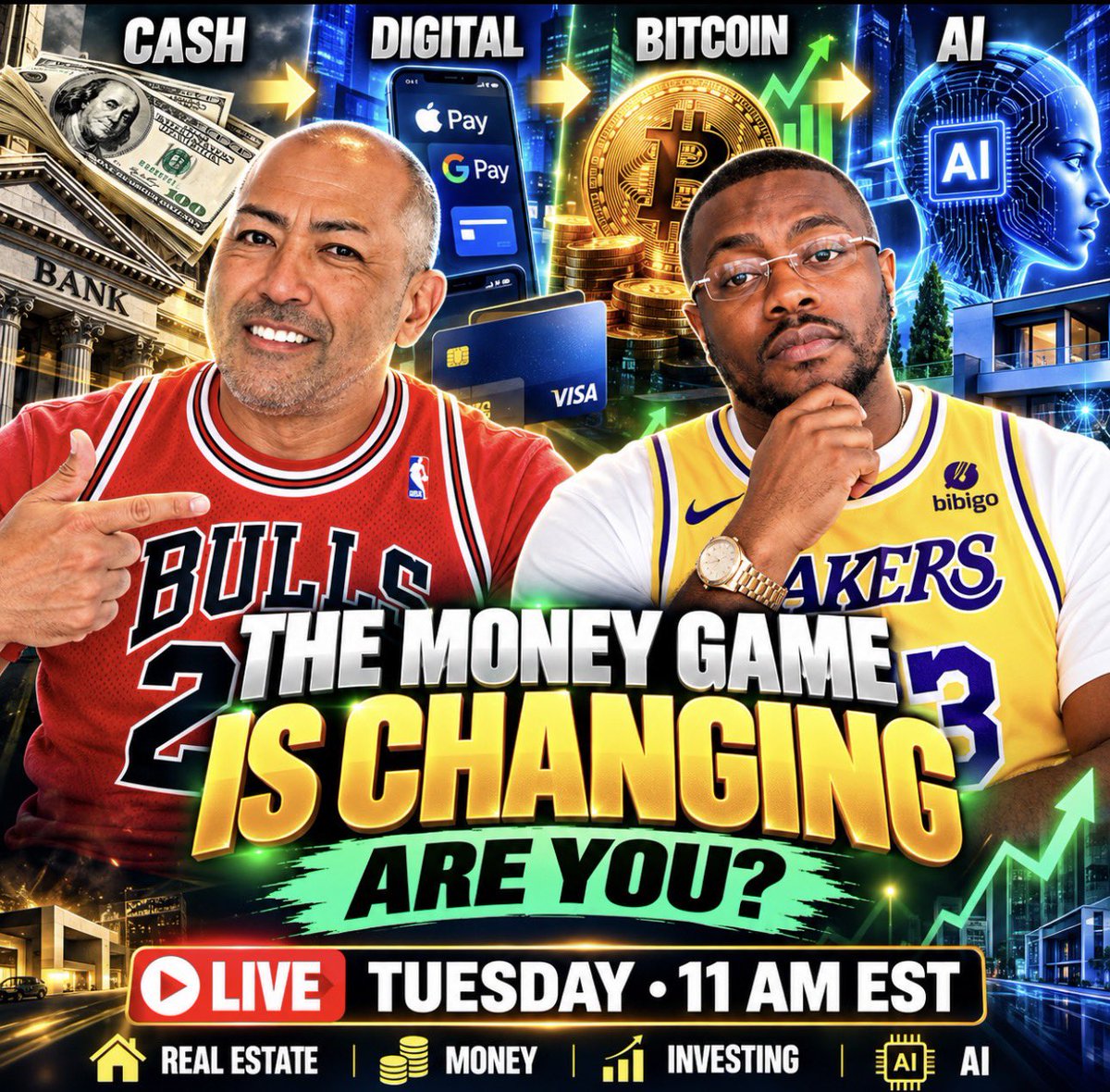 F_I_R_E_Fighter's tweet photo. 💵 CASH → 📱 DIGITAL → ₿ BITCOIN → 🤖 AI

Grant Cardone tried paying cash at Starbucks and they barely knew what to do with it.

That story is bigger than Starbucks.

The money game is changing.

But are the rules of building wealth changing with it?

Real estate. Bitcoin. AI. Digital money. Tokenization.

Gus & I are breaking it down.

🔴 LIVE TUESDAY • 11 AM EST

Are you changing with the money game?
