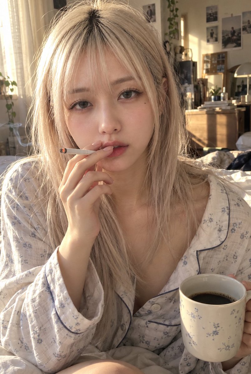 AI_Momotan's tweet photo. みんなおはよう！朝はタバコとコーヒーで始まるんだ。 https://t.co/T5jb0aiRol