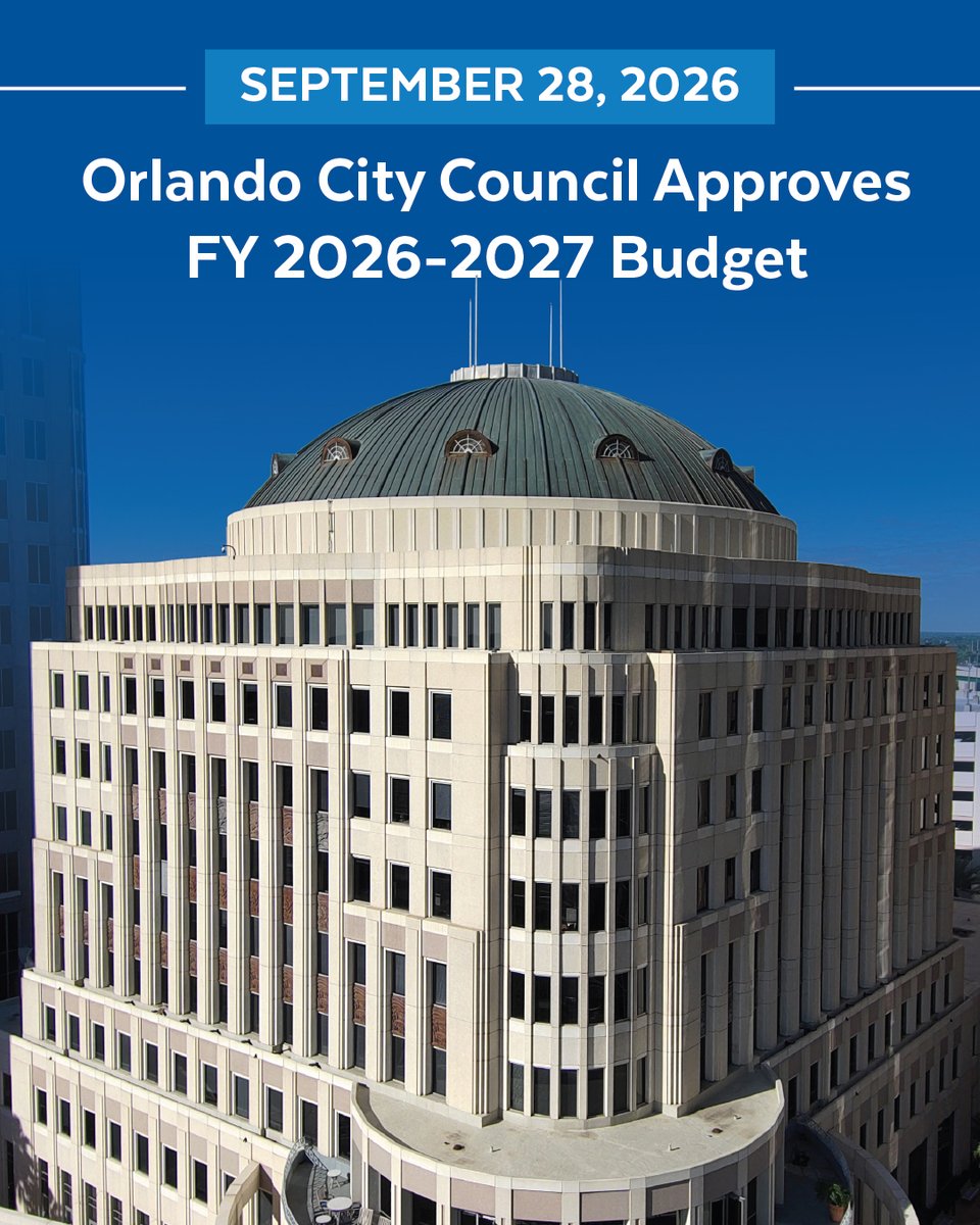 citybeautiful's tweet photo. Orlando City Council approved the nearly $1.9B FY 2026/27 budget.

The budget continues investments in public safety, transportation, infrastructure, parks and neighborhoods while maintaining the property tax millage rate for the 13th consecutive year.

https://t.co/jhQG9qMTEs https://t.co/G5E0d31WFP