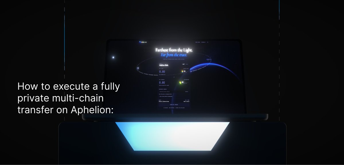 UseAphelion's tweet photo. How to execute a fully private multi-chain transfer on Aphelion: 
1️⃣ Head to the Portal: Open https://t.co/zwRsblnzdy
2️⃣ Select Asset & Chain: Choose your origin token and source network.
3️⃣ Set Destination: Enter a fresh destination wallet address (Relayers handle destination gas so your main wallet stays disconnected).
4️⃣ Shield & Execute: Confirm the transfer. Multi-hop routing breaks all on-chain links between origin and target.

⚠️ Always stay safe. Verify the official $APHEL contract address on Robinhood Chain before interacting:
Ca : 0xe8325c34748071a090bd1ec7c8647fd94ab9ee78
