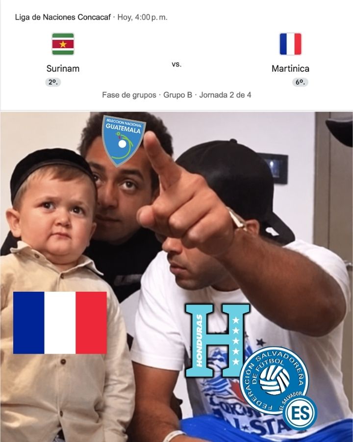 ZConcacaf's tweet photo. ¡¡PEDIDO ESPECIAL!!

Guate, Honduras y El Salvador esperan que Martinica haga la 'HOMBRADA' ante la gran Surinam. https://t.co/pu6zEvIQcR