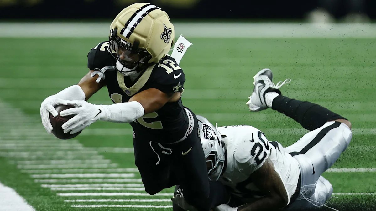 SleeperSaints's tweet photo. #Saints WR Chris Olave finished with the highest PFF grade of any receiver in Week 3, with 90.0. 

Olave had 9 receptions for 107 yards. https://t.co/PppDPZ3mMo