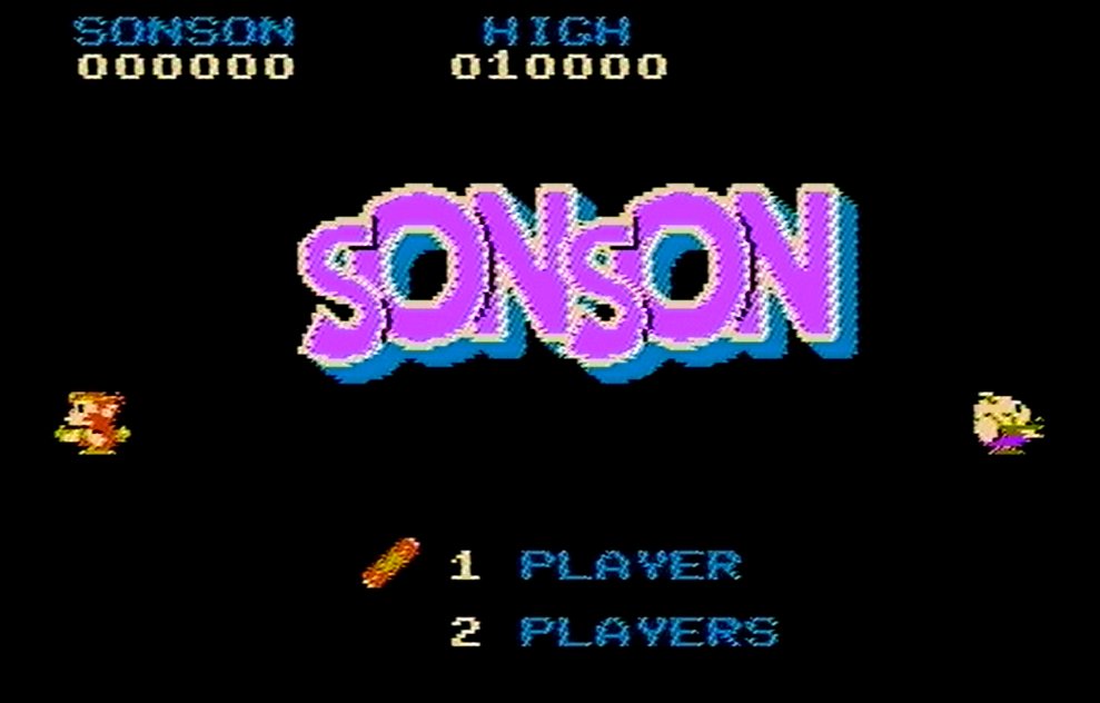 famicomzukan's tweet photo. 1986年2月8日は、カプコンのファミコンソフト『ソンソン』の発売日です。
西遊記をモチーフにしたアクションゲームで、そこそこ大きな敵が登場し、ノリノリのBGMに乗って縦横無尽に動き回れる爽快感が魅力。何より二人同時プレイができる点がトドメの、遊び応えのある名作です。 https://t.co/pQ44dLSXff