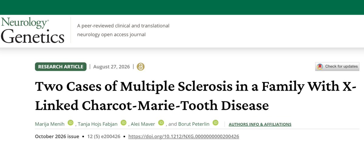 GreenJournal's tweet photo. Two Cases of Multiple Sclerosis in a Family With X-Linked Charcot-Marie-Tooth Disease https://t.co/NVuIqzuBAN https://t.co/WC9sA1PyBN