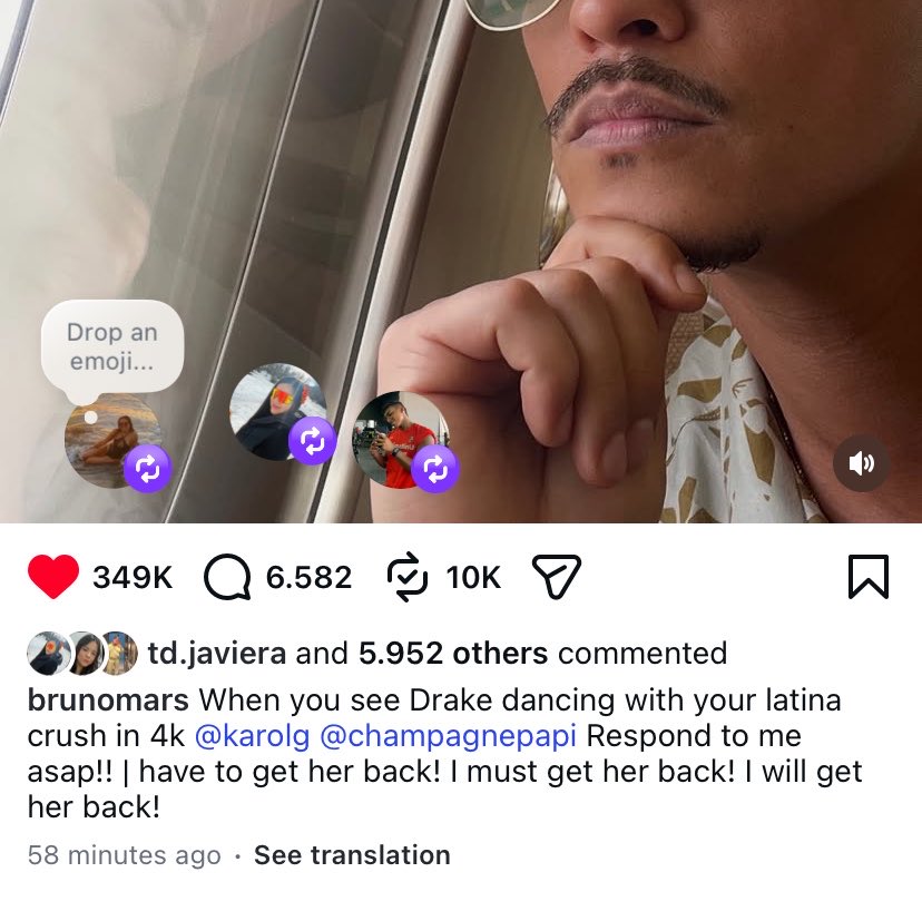 minajxbichota's tweet photo. esta guerra de bruno mars y drake por karol g no estaba en mi bingo card https://t.co/8E0uaN1UBm