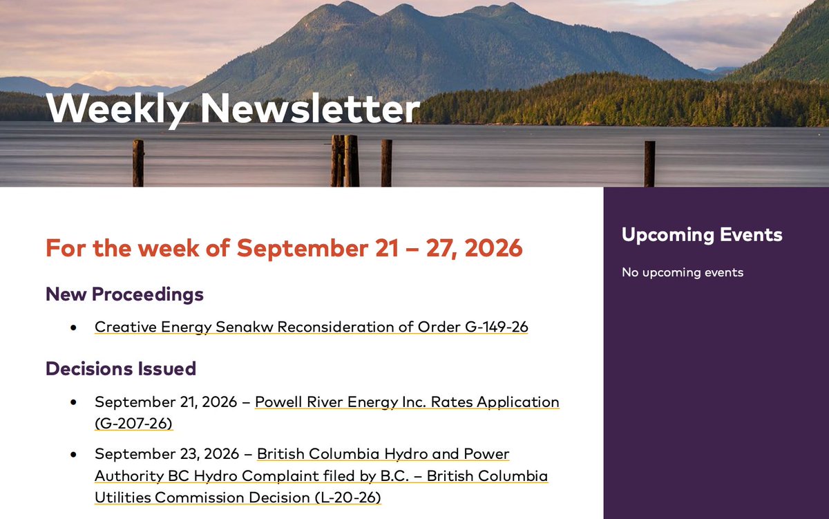 BCUtilitiesCom's tweet photo. This week’s newsletter is out! Visit https://t.co/R1vvJQCQw4 to learn more about what’s happening at the BCUC. https://t.co/9mBg0ZgQCR