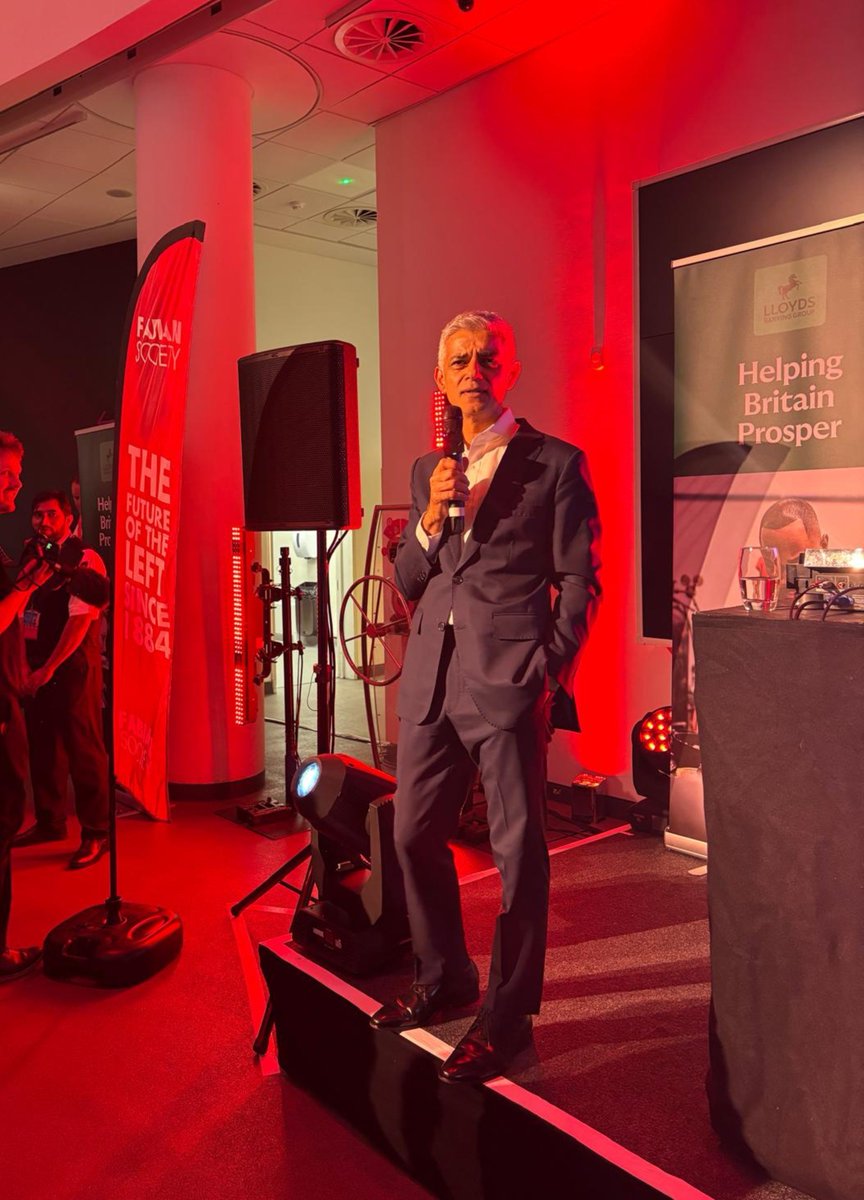 SadiqKhan's tweet photo. Great to be at @thefabians, speaking about the values that drive us: solidarity, equality, social justice - and building a fairer society for everyone. https://t.co/lEiFNL1MgX