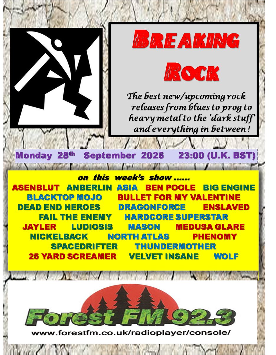 pjbreakingrock's tweet photo. Evening all! Thanks @neilmlomax for this week's #tkforestfm now on air it's @pjbreakingrock #radioshow @forestfm stream https://t.co/L2G9XBXbkb first up #UK band @jaylerband with new single #TheGetaway out now #turnitup ! https://t.co/20Rq5Qei8e