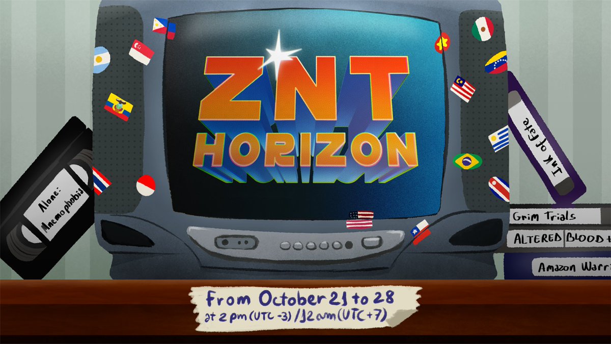 ZNTProd's tweet photo. It's finally here! #ZNTHorizon is back on Oct 21st at 2:00 PM (UTC-3) / 12:00 AM (UTC+7) on our YouTube channel, with a Steam sale running from Oct 21st to 28th, hosted by Bex, @VenezuelaJuega and @SEAGamethetic!

Content Creators/Streamers can apply at https://t.co/LInjLSyy5j https://t.co/zETm2pnWqf