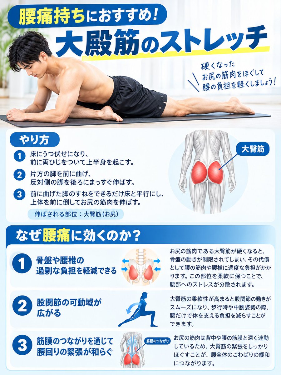 kenzo_kenko1's tweet photo. 明け方の地震でびっくり。慌てて飛び起きたら腰がいてててて…二度と繰り返さないように、日頃からお尻のストレッチをしましょう。映像は引用元にあります↓ https://t.co/Zuk56BAaIG