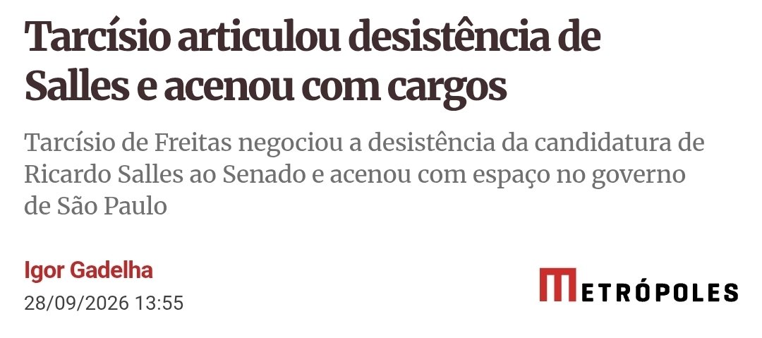 kimpaim's tweet photo. Não existe heroísmo na decisão do Salles como alguns desonestos e oportunistas tentam vender.

Desistiu porque sabia que ia perder e que era melhor tentar garantir uma boquinha.

Será que vai ganhar emprego no BTG? https://t.co/C4A0KNEJe3