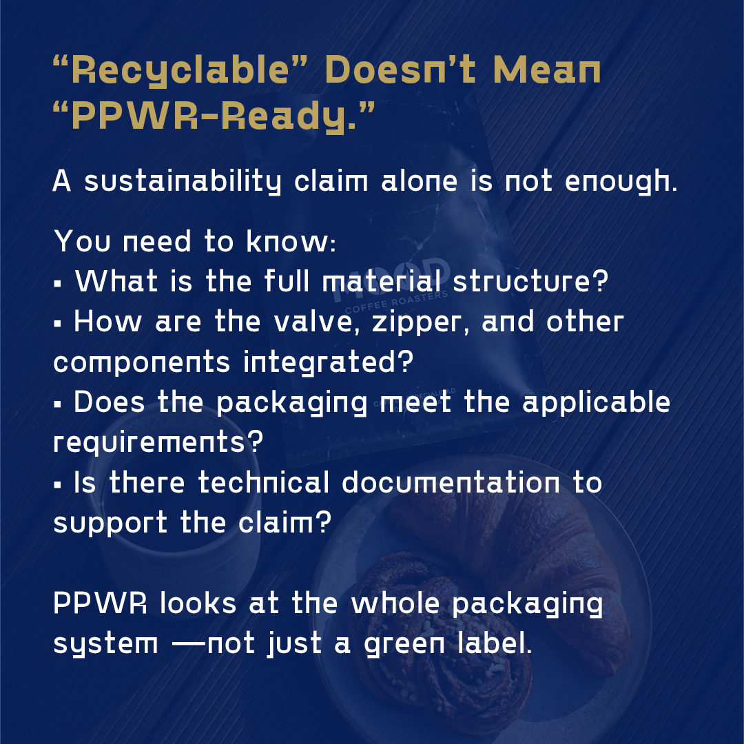 DanetteLucek's tweet photo. Is your coffee packaging PPWR-ready? “Recyclable” doesn’t always answer the key questions. Check the material structure, barrier performance, valve and zipper compatibility, and supplier documentation. The goal: balance compliance, protection, and https://t.co/7Ouom0gHXY