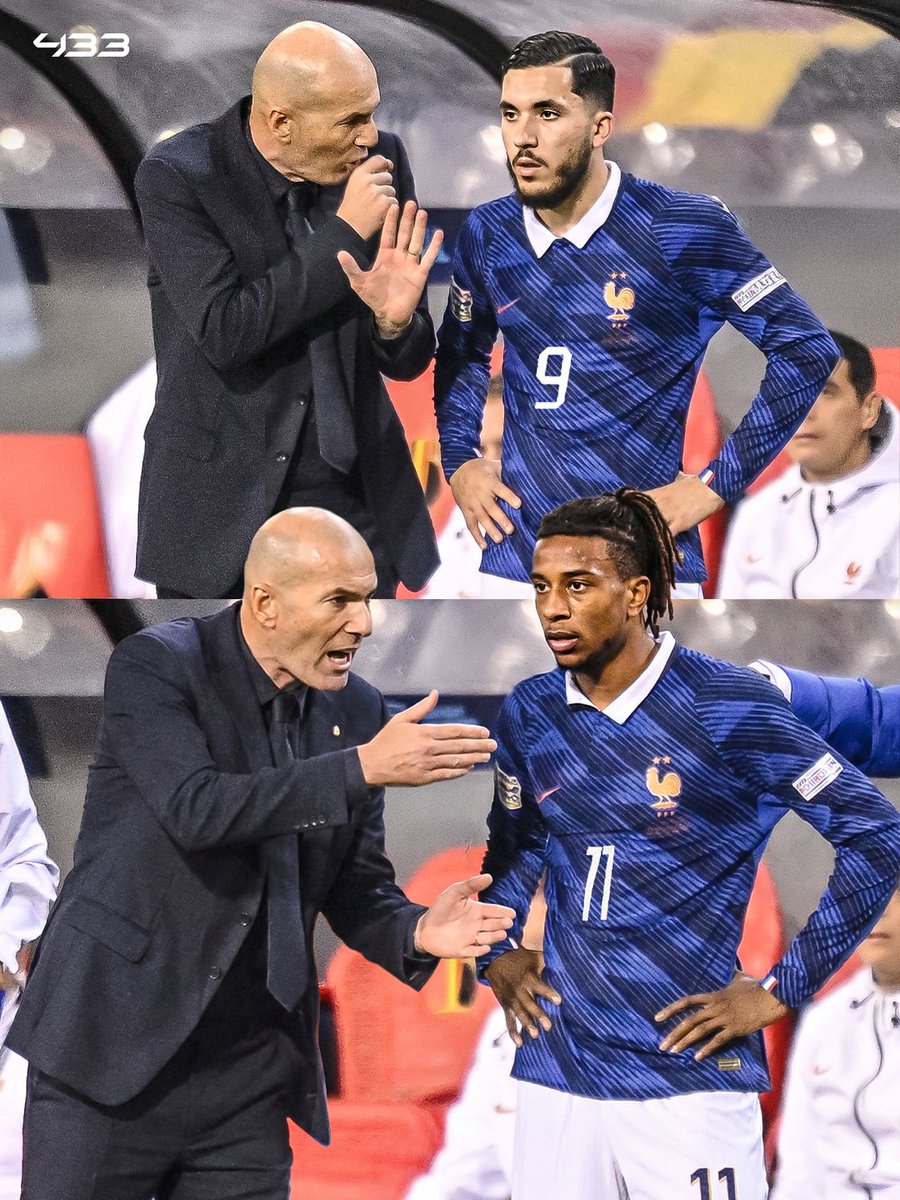 433's tweet photo. 𝐙𝐈𝐙𝐎𝐔'𝐒 𝐅𝐀𝐍𝐓𝐀𝐒𝐓𝐈𝐂 𝐆𝐀𝐌𝐄𝐂𝐇𝐀𝐍𝐆𝐄𝐑 𝐒𝐔𝐁𝐒 👏

With the game still 0-0, Zidane makes a few changes:

77' | Cherki comes on 🔄
77' | Olise comes on 🔄
88' | Cherki assists 🅰️, Olise scores ⚽

Zidane's crazy reaction after the goal, booting the ball away, says it all 😂

2 games, 2 wins. Zinédine Zidane has arrived at France 😎🇫🇷