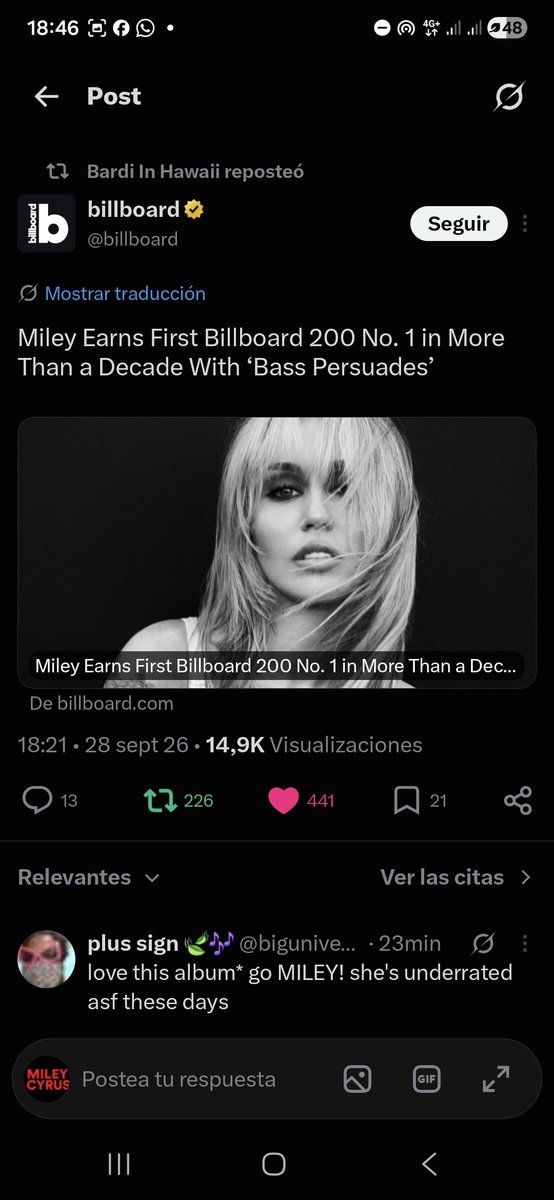 maicolbello_'s tweet photo. Oh #miey #mileycyrus #basspersuades !!! Deserved https://t.co/DEda9oNZ06