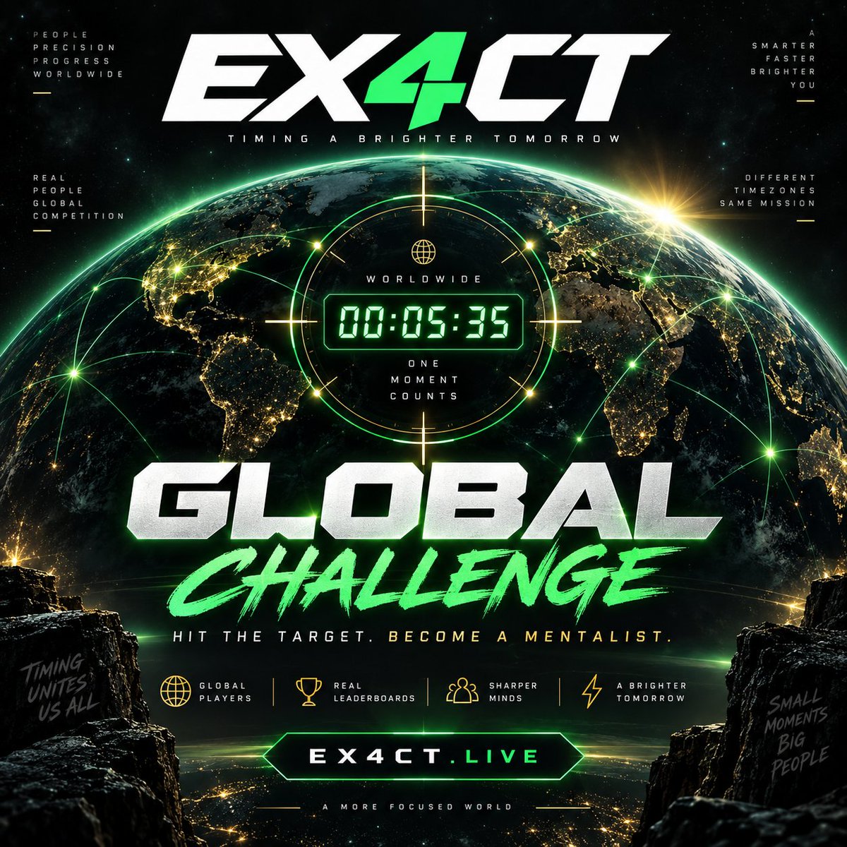 ex4ctlive's tweet photo. EX4CT is a global precision challenge where every moment counts.
Hit the target exactly, climb the leaderboard, and earn your place among the Mentalists.
Join players from around the world at https://t.co/8fpnozTPWY. https://t.co/0Az2jrDyhq