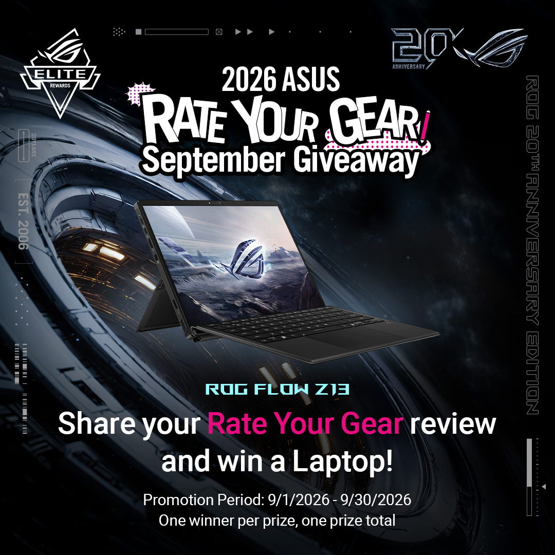 ASUS_ROGNA's tweet photo. Get more with your recent ASUS/ROG purchase! 

Submit a review and be entered in our monthly #RateYourGear giveaway!
Enter Here: https://t.co/5duGXqrVSe

And for a limited time get up to a $100 Amazon Gift Card when you submit a video review of the ASUS RT-BE58 Go travel router 🛜🛜🛜
Learn More: https://t.co/xJSd7rApZ5