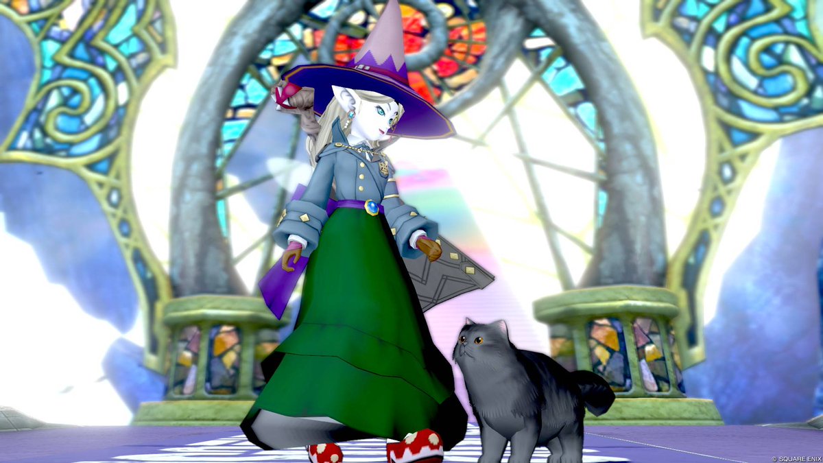 fuko_dq10's tweet photo. 【博識魔女のローブ】

＿＿＿＿＿＿＿＿＿＿＿＿

📖🪄
魔法は知恵と探究心。

＿＿＿＿＿＿＿＿＿＿＿＿

🐈‍⬛好奇心旺盛なキミと一緒に。

#魔法使いと秘密の夜会
▼10.31(Sat) 22:00
　the beginning of the party 🌙

#fuu_clothes
#DQ10 https://t.co/2TFlNW1BqN