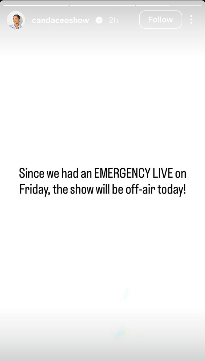 EsoShaggy's tweet photo. Candace Owens has canceled her show tonight due to my reporting exposing her for being a lesbian adultress.

Candace has been live the last 4/5 mondays. https://t.co/8c4uOmlyOt
