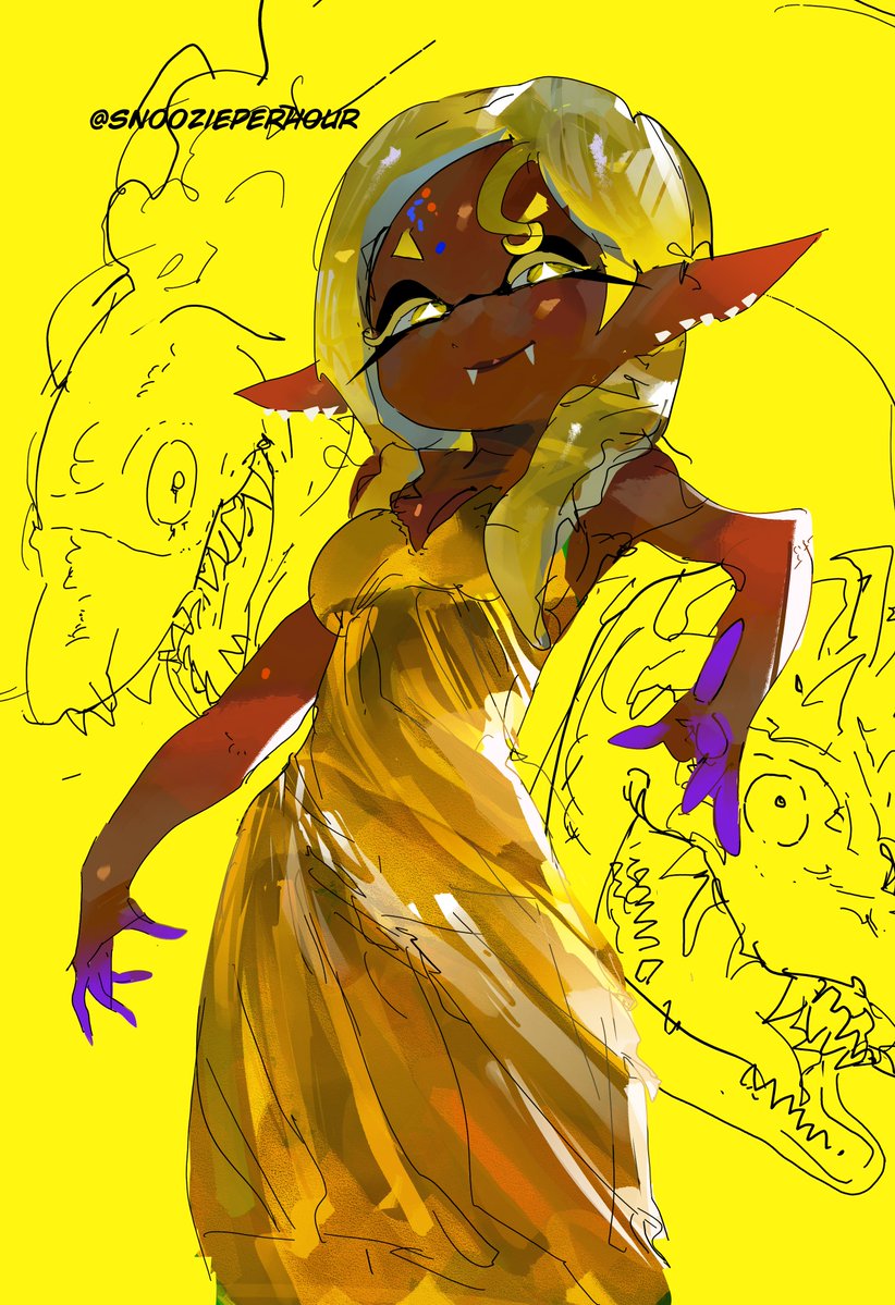 Snoozieperhour's tweet photo. Doodle of Frye in a dress. https://t.co/U6LR21RWHx
