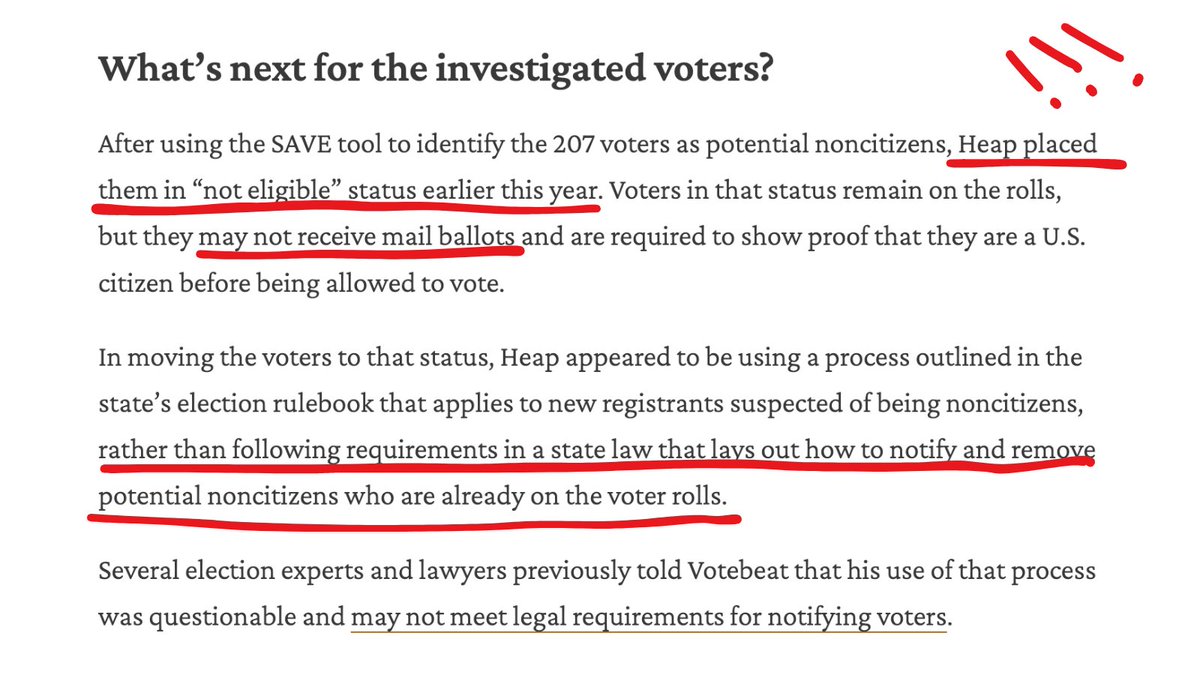 tcani's tweet photo. This is ... well ... totally believable. @azjustinheap moved the voter registration of U.S. citizens to a "not eligible" status after the "SAVE" tool falsely flagged them as non-citizens. 

Seems like a violation of state law. Totally unacceptable.

https://t.co/qqqhDB2ehu https://t.co/nKtErboQAn