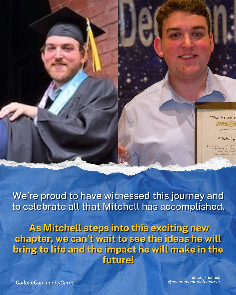 CCC_Success's tweet photo. In 2022, Mitchell walked across the stage as a graduate of Spring Woods High School, ready to begin the next chapter.📝 Four years later, that journey has led to officially graduating from Drake University with a B.S. in Artificial Intelligence and a B.S. in Computer Science!🎓 https://t.co/x7N7JLN7Ik