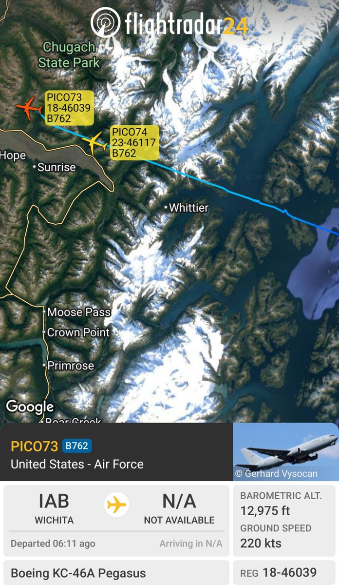 sipjack1776's tweet photo. @Borrowed7Time @FMilcoms KC-46A Pegasus 2x out of McConnell descending into Elmendorf AFB.
#AFEAD2/23-46117/PICO74
#AE5F92/18-46039/PICO73 https://t.co/gkDNFHCaCf