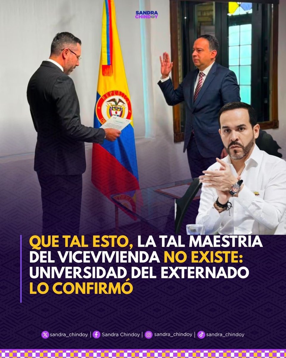sandra_chindoy's tweet photo. 🔴 Se le cayó la maestría al vice de Vivienda de Abelardo, Reynaldo José D’Silva. La universidad Externado confirmó que el vice NO se ha graduado de la maestría en Derecho del Estado. El gobierno de Abelardo mintió cuando lo presentaron como magíster.

#RenuncieViceVivienda https://t.co/l2UewUB1bR