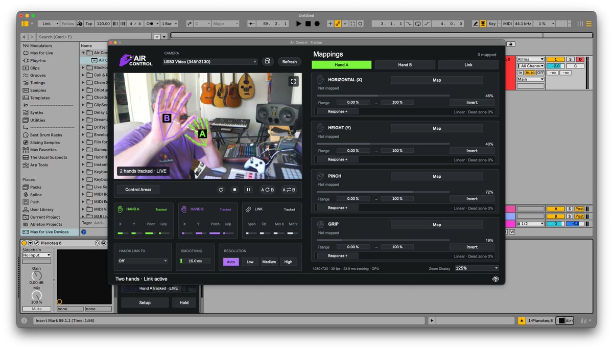 sidebrain's tweet photo. Control Ableton Live with your Camera?

FREE DOWNLOAD
LINK IN BIO

#ableton #maxforlive #mediapipe https://t.co/s7A2dFgSNR
