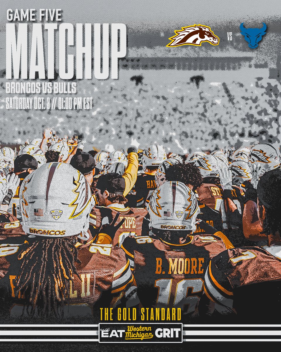 WMU_Football's tweet photo. Game 5: Broncos vs Bulls

#theGOLDstandard📈 https://t.co/GGCejd1neL