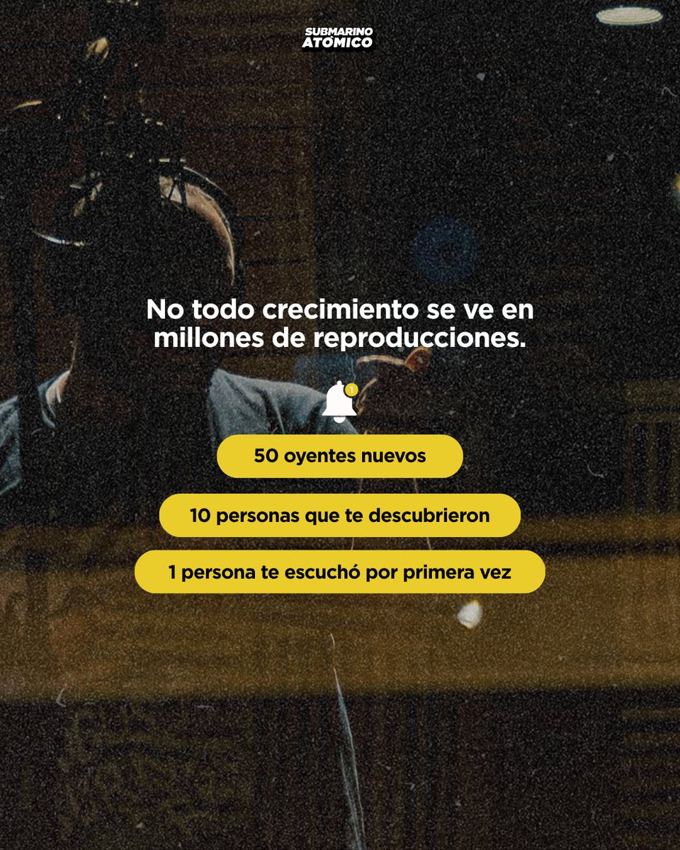 submarinoatomic's tweet photo. ¿Qué tiene que pasar con tu tema para sentir que “le fue bien”? 🏆✨

Medir el crecimiento de tus canciones con los números de otrxs solo va a generar que te desmotives en el camino.

Te compartimos algunas formas de empezar a mirar tu progreso con otros ojos. https://t.co/7Rt8oh63pX