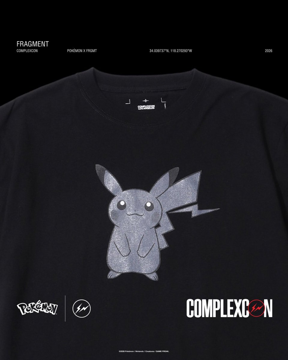 fullress's tweet photo. ComplexCon Las Vegas 2026が「藤原ヒロシ / フラグメント」を迎え、10/3 &amp; 10/4 開催 (コンプレックスコン Hiroshi Fujiwara FRAGMENT)

・FRAGMENTと「ポケモン / Poekmon」とのコラボがリリース

https://t.co/2ZLpIDxtD2 https://t.co/uZPnp7iymU